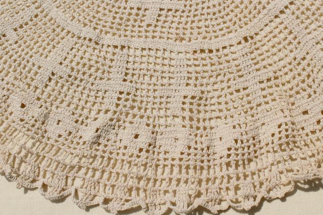 vintage crocheted lace tablecloths, large crochet doily centerpiece and card table cloth