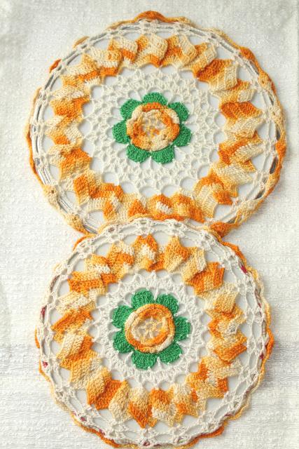 vintage crocheted roses cotton hot pads trivet mats & lacy crochet ...