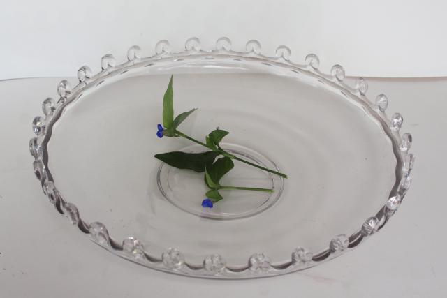 vintage crystal clear glass, Heisey Lariat looped edge low bowl, large centerpiece