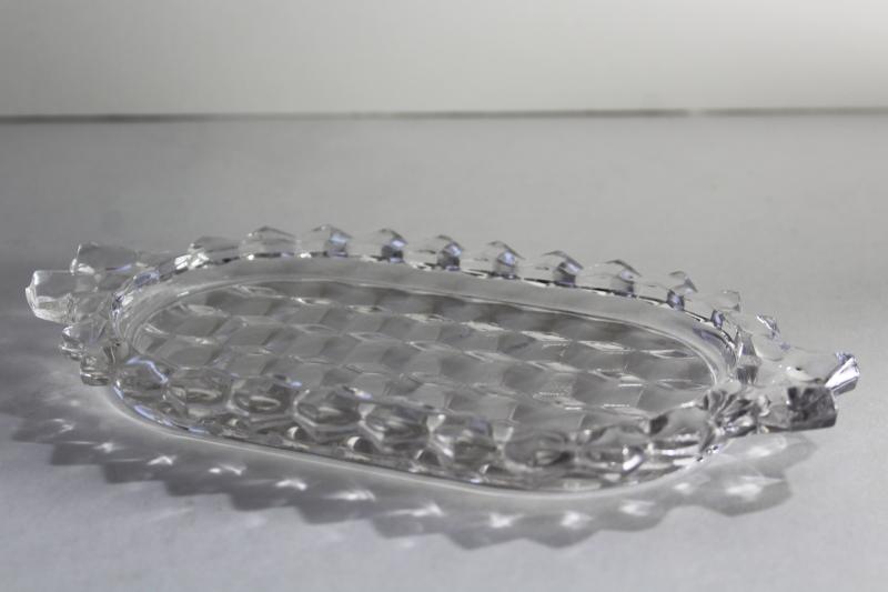 vintage crystal clear glass butter plate or tray (no cover) Fostoria American cube pattern