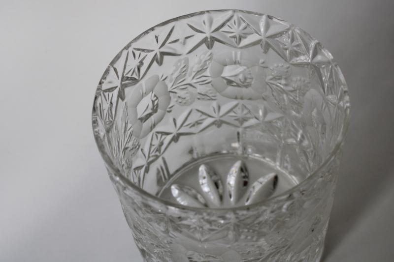 vintage crystal clear glass ice bucket or champagne chiller w/ wheel cut flowers