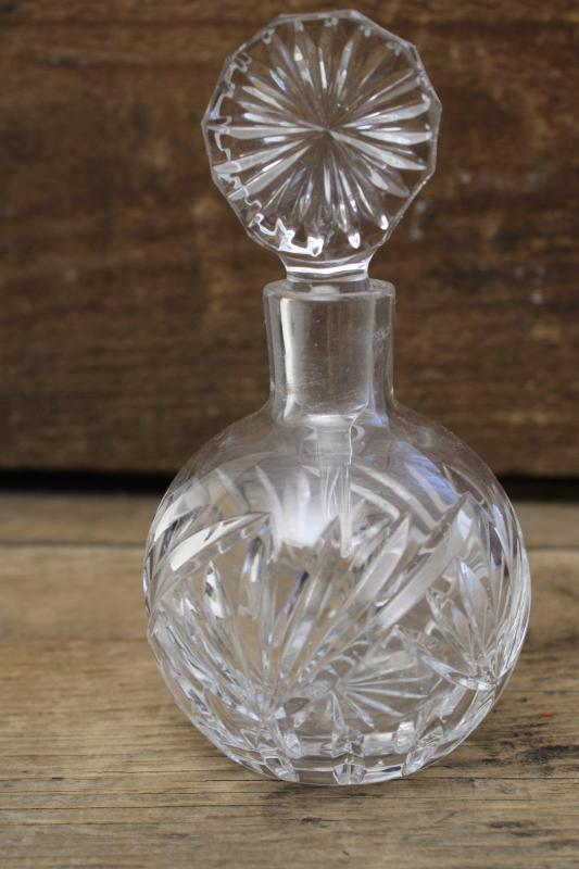 vintage crystal cologne bottle, large eau de toilette or bottle w/ perfume dauber
