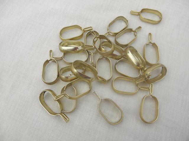 vintage curtain rings, gold tone aluminum metal oval ring clips for cafe curtain rods