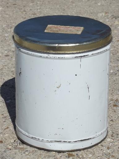vintage dairy ice cream bucket lot, 6 primitive tin canisters w/ lids