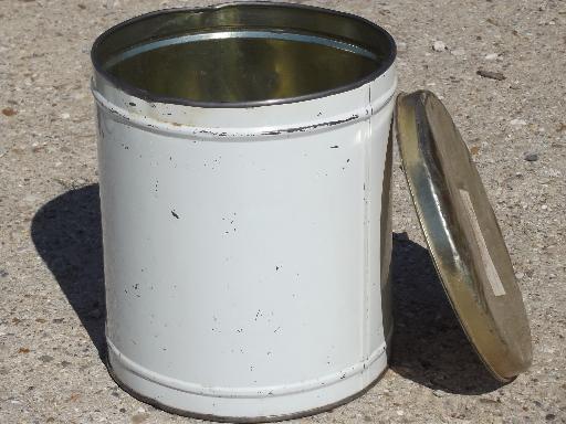 vintage dairy ice cream bucket lot, 6 primitive tin canisters w/ lids