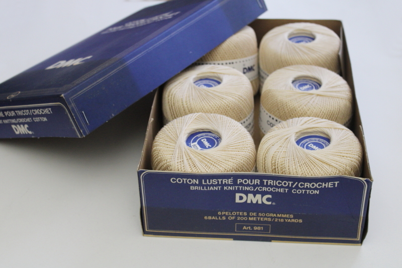vintage deadstock DMC brilliant lustre (pearl cotton) crochet thread in ecru Art 981