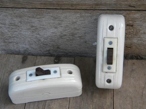 vintage deco ironstone architectural surface switches, never used
