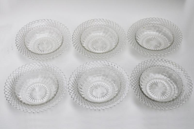 vintage depression glass cereal bowls, crystal clear Miss America Anchor Hocking