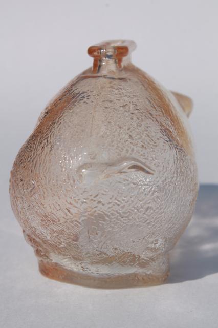 vintage depression glass piggy bank, coin savings bank shaped like a small pig