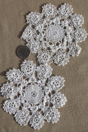 vintage doily lot - crochet lace doilies, table mats, coasters, goblet rounds