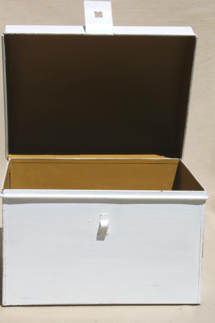 vintage dome top metal box, treasure chest document box, tool box or big lunch box!