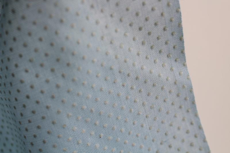 vintage dotted swiss fabric, pale blue w/ white pin dots, crisp cotton or blend