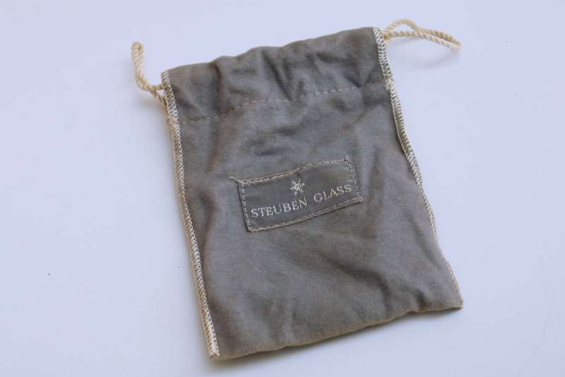 vintage drawstring pouch Steuben Glass label, silver cloth bag for ...