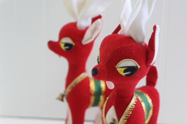 Vintage Christmas Made in Japan Kitschy Christmas Dakin Dream Pets Vintage Red Velvet Deer