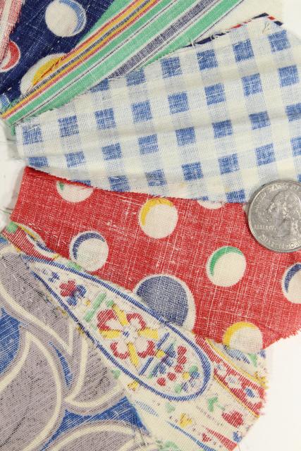 vintage dresden plate quilt blocks, cotton prints 1930s - 1950s hand sewn patchwork