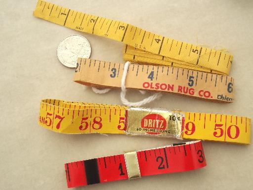 vintage dressmaker's tape measures, fabric measuring tape lot for