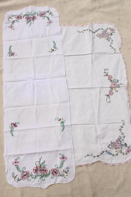 vintage embroidered linens, huge lot of table runners w/ embroidery ...