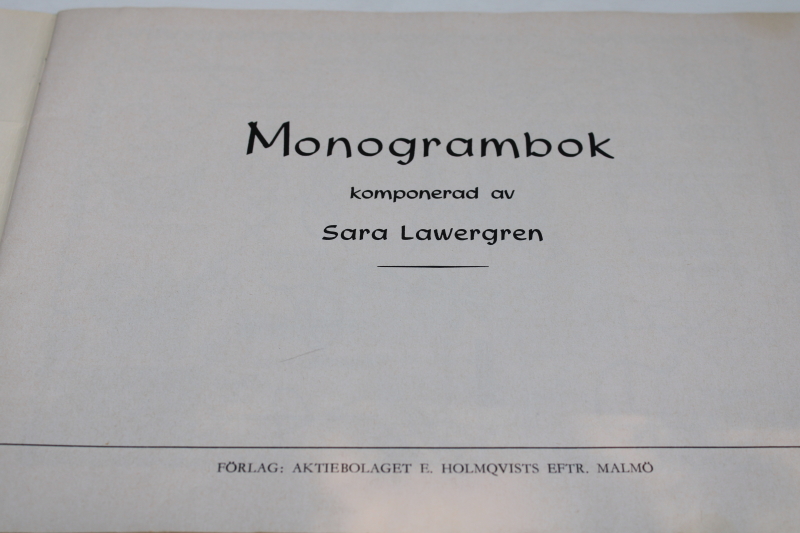 vintage embroidery book from Sweden, monogram letters, folk art designs, traditional stitches
