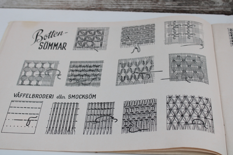 vintage embroidery book from Sweden, monogram letters, folk art designs, traditional stitches