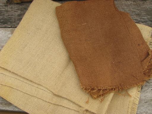vintage fabric lot, 5 lbs assorted natural burlap / hessian fabrics
