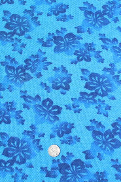 vintage fabric lot, batik tropical ethnic prints shades of blue, cotton gauze & knit fabric