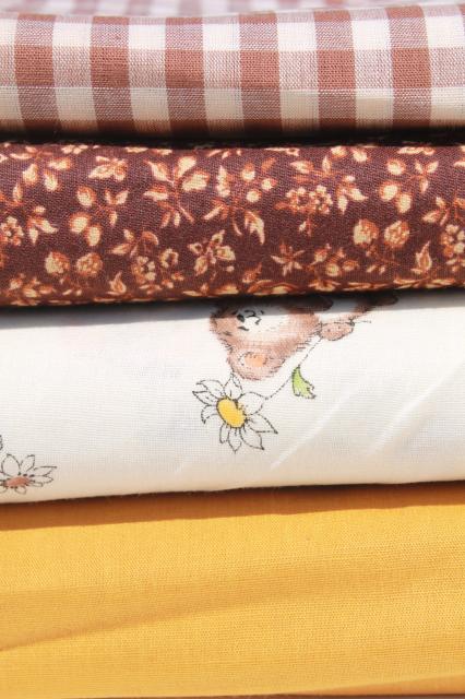 vintage fabric lot of craft sewing quilting fabrics - prairie bohemian calico & gingham