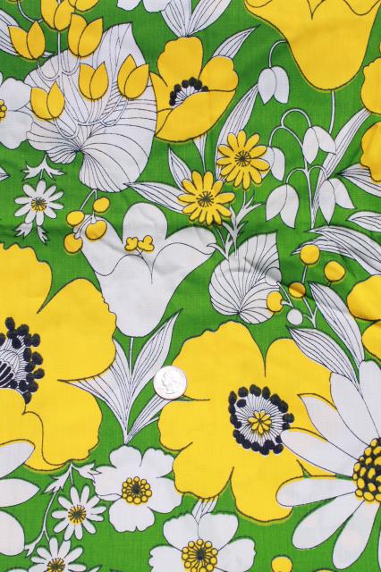 vintage fabric lot of craft sewing quilting fabrics - retro nautical & flower prints, bright colors