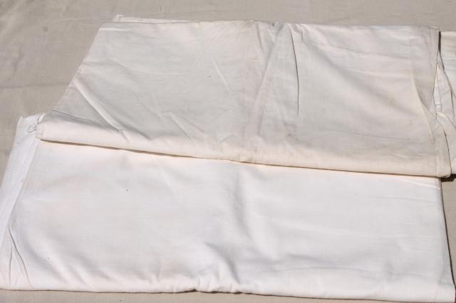 vintage fabric lot, unused white cotton fabrics, muslin, percale sheeting for linens etc.