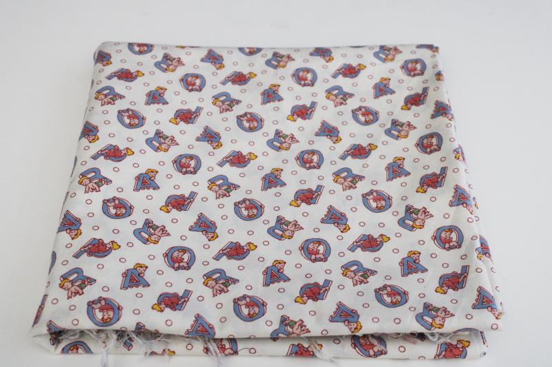 vintage fabric, novelty quilting weight cotton w/ baby print alphabet letters