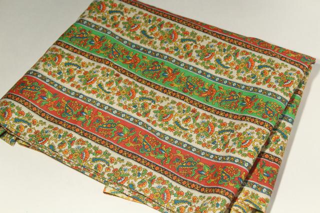 vintage fabric paisley floral stripe cotton quilting weight material 36 wide