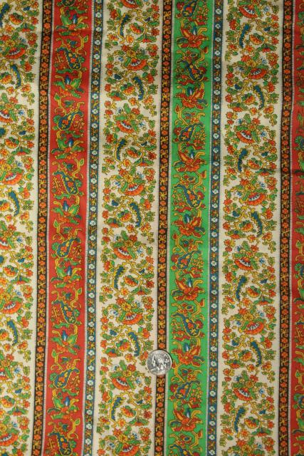 vintage fabric paisley floral stripe cotton quilting weight material 36 wide