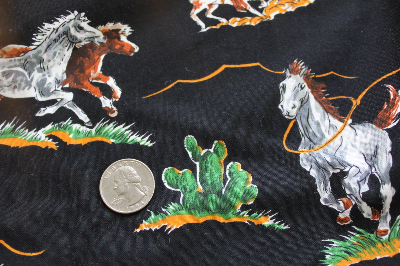 vintage fabric w/ western rodeo cowboys print VIP Cranston cotton quilting weight