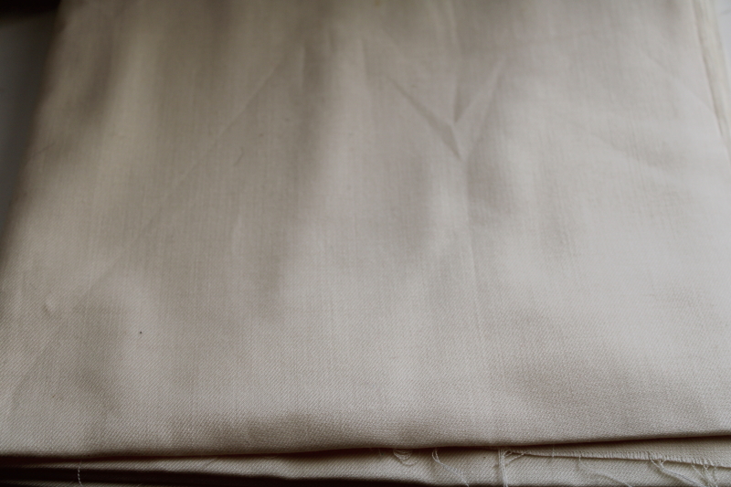 vintage fabric, winter white wool flannel or gabardine, pale ivory solid color
