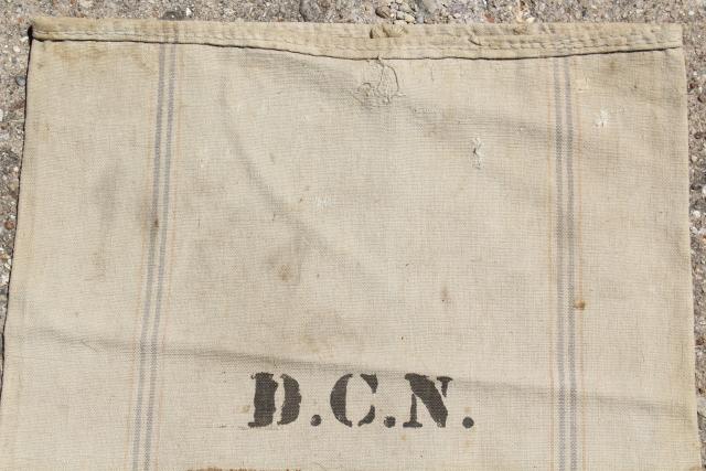 vintage farm country grubby primitive feed bag, heavy cotton grain sack fabric