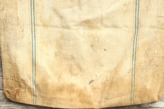 vintage farm country primitive heavy cotton grain sack, Amoskeag seamless striped feed bag