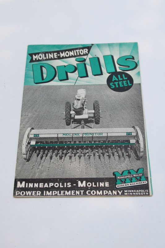 vintage farm equipment catalog, Minneapolis Moline Monitor MM Modern Machinery grain drills
