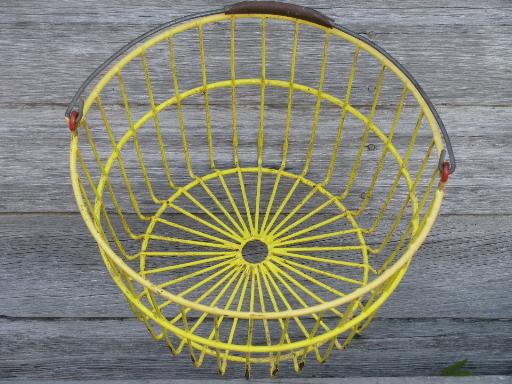 vintage farm or kitchen garden produce basket, old wire egg basket
