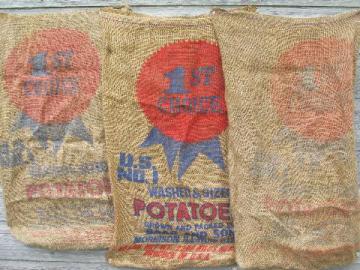 Lot 3 Different vintage burlap potato sacks