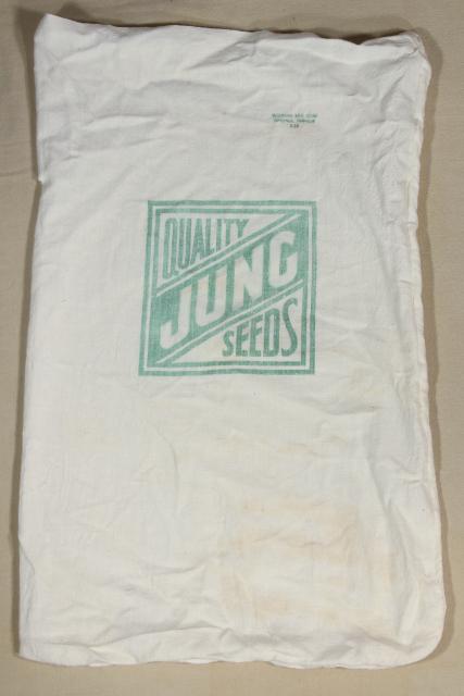 vintage farm seed advertising, print cotton feed sack fabric bag from Jung's Seeds