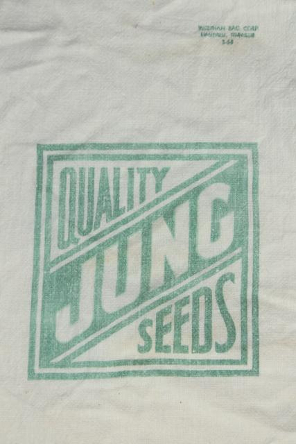vintage farm seed advertising, print cotton feed sack fabric bag from Jung's Seeds