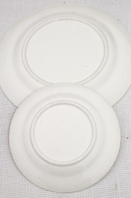 vintage farmhouse china plates, crazed creamy white pottery w/ magnolia floral