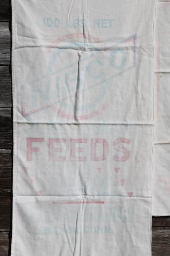 vintage farmhouse kitchen towels made from old printed cotton feedsacks
