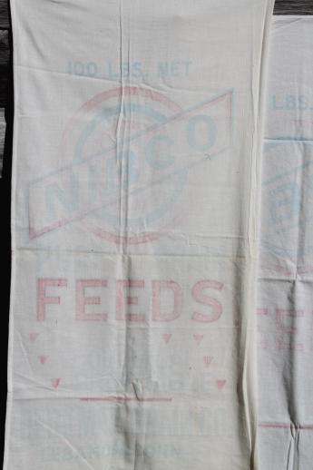 vintage farmhouse kitchen towels made from old printed cotton feedsacks