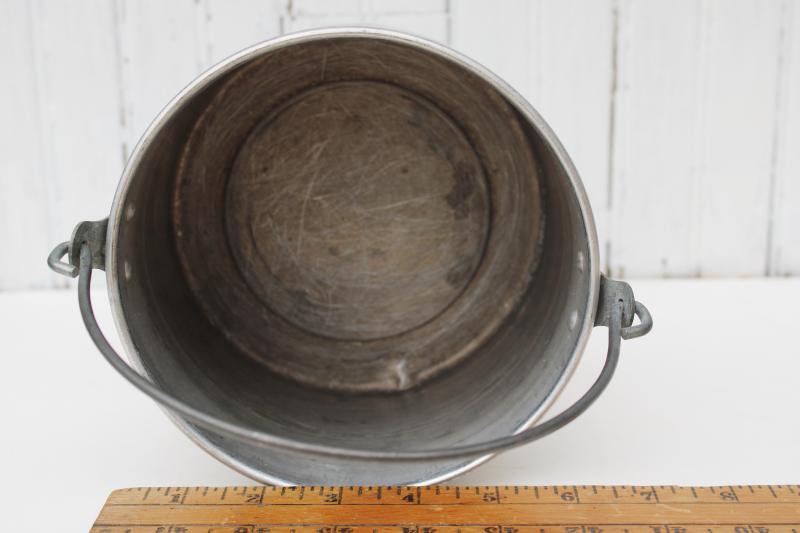 vintage farmhouse milk pail, little metal bucket or childs size garden basket