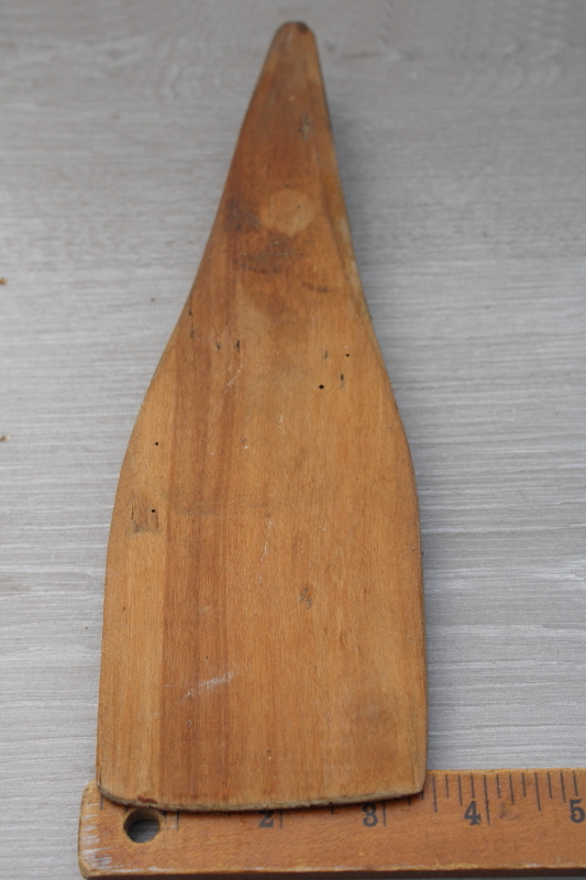 vintage farmhouse primitive kitchen tool, wedge shape wood paddle butter scraper