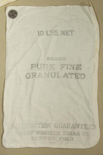 vintage farmhouse unbleached cotton sugar sacks sewn up as bags w/ chain stitching