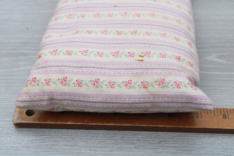 vintage feather pillow, chair bench cushion or baby size neck pillow, flowered cotton ticking