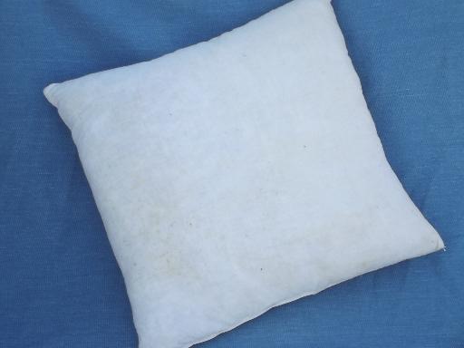 vintage feather pillows in primitive old cotton grain sack fabric 