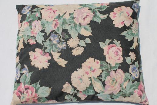 vintage feather pillows w/ lovely shabby old floral cotton fabric cover