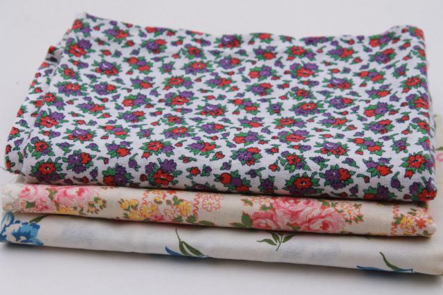 vintage feed sack fabric lot, flowered print cotton feedsacks for sewing / crafts